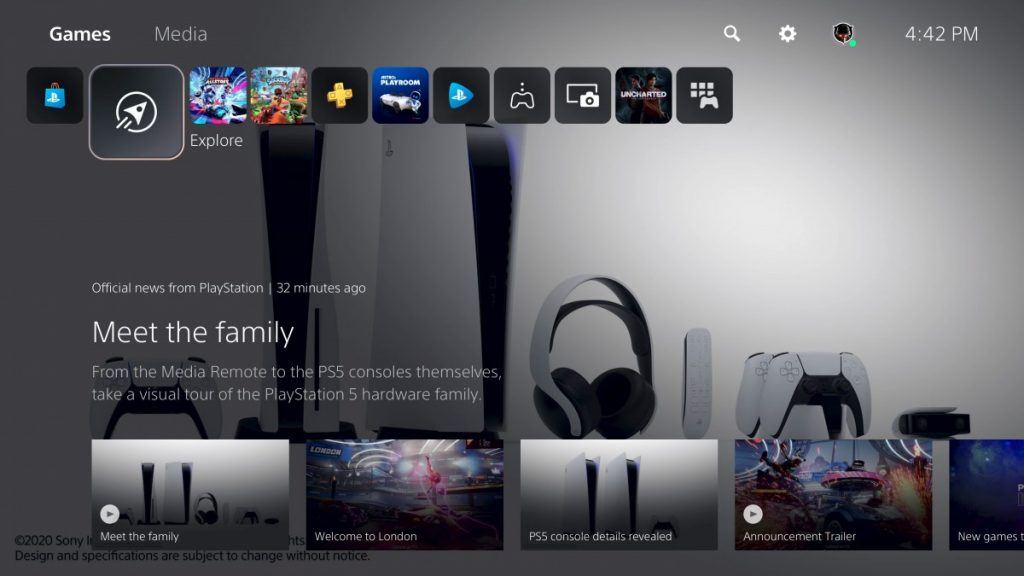 PS5 User Interface