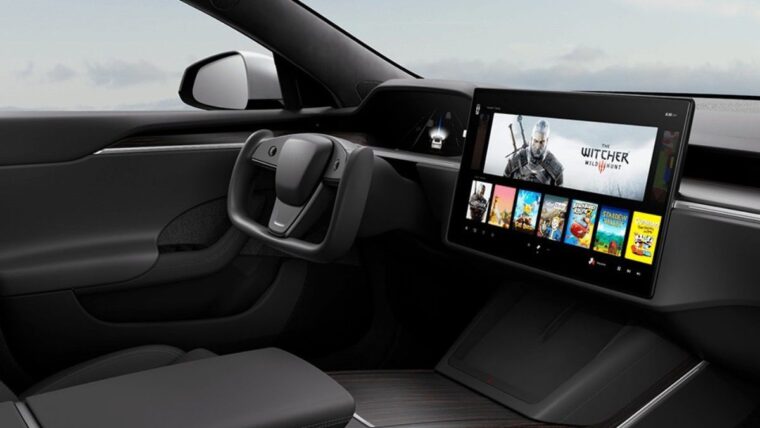 The New Tesla Model S Can Play The Witcher 3, Apparently 1 tesla model s witcher 3 30