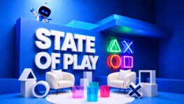State of Play stage with PlayStation symbols and Astro Bot
