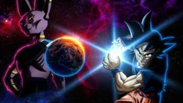 Dragon Ball Super: Beerus promotional artwork featuring Goku and Beerus