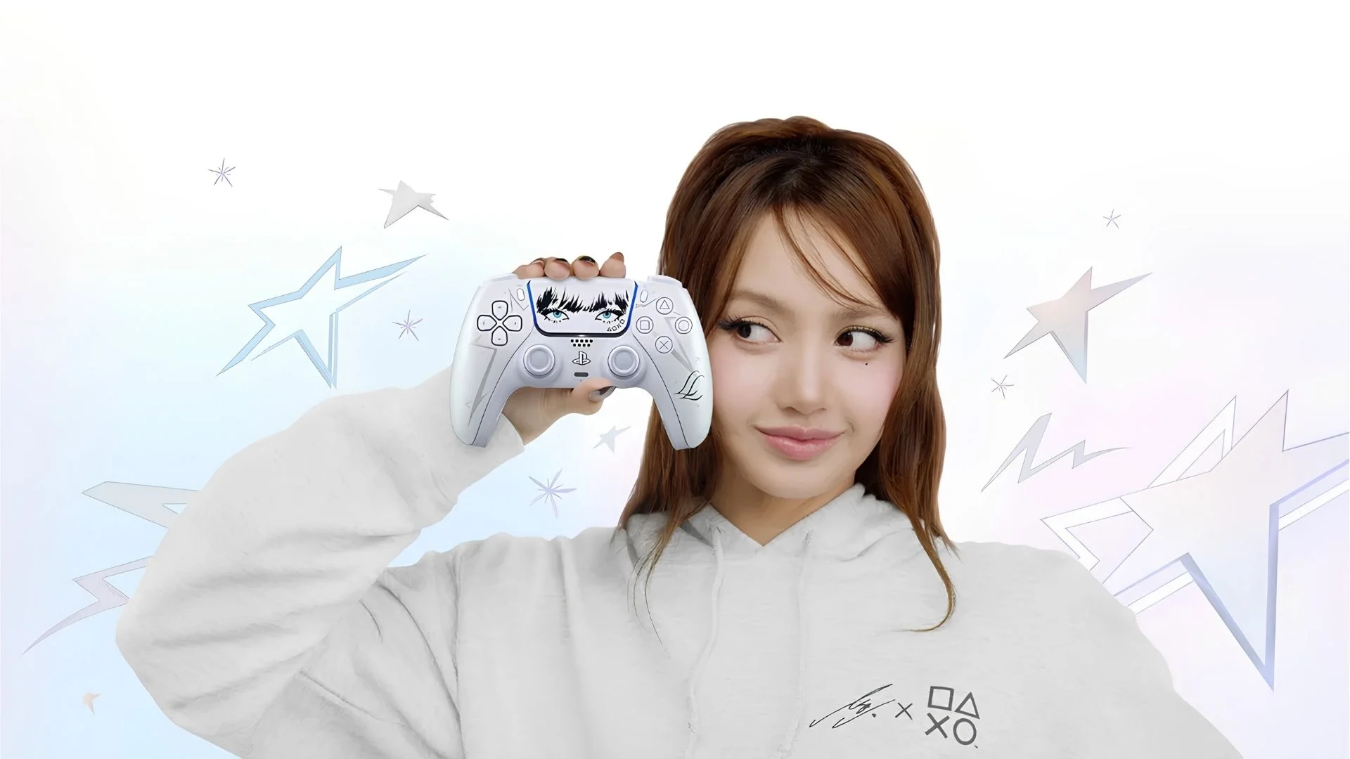 LISA holds the LISA Limited Edition DualSense wireless controller