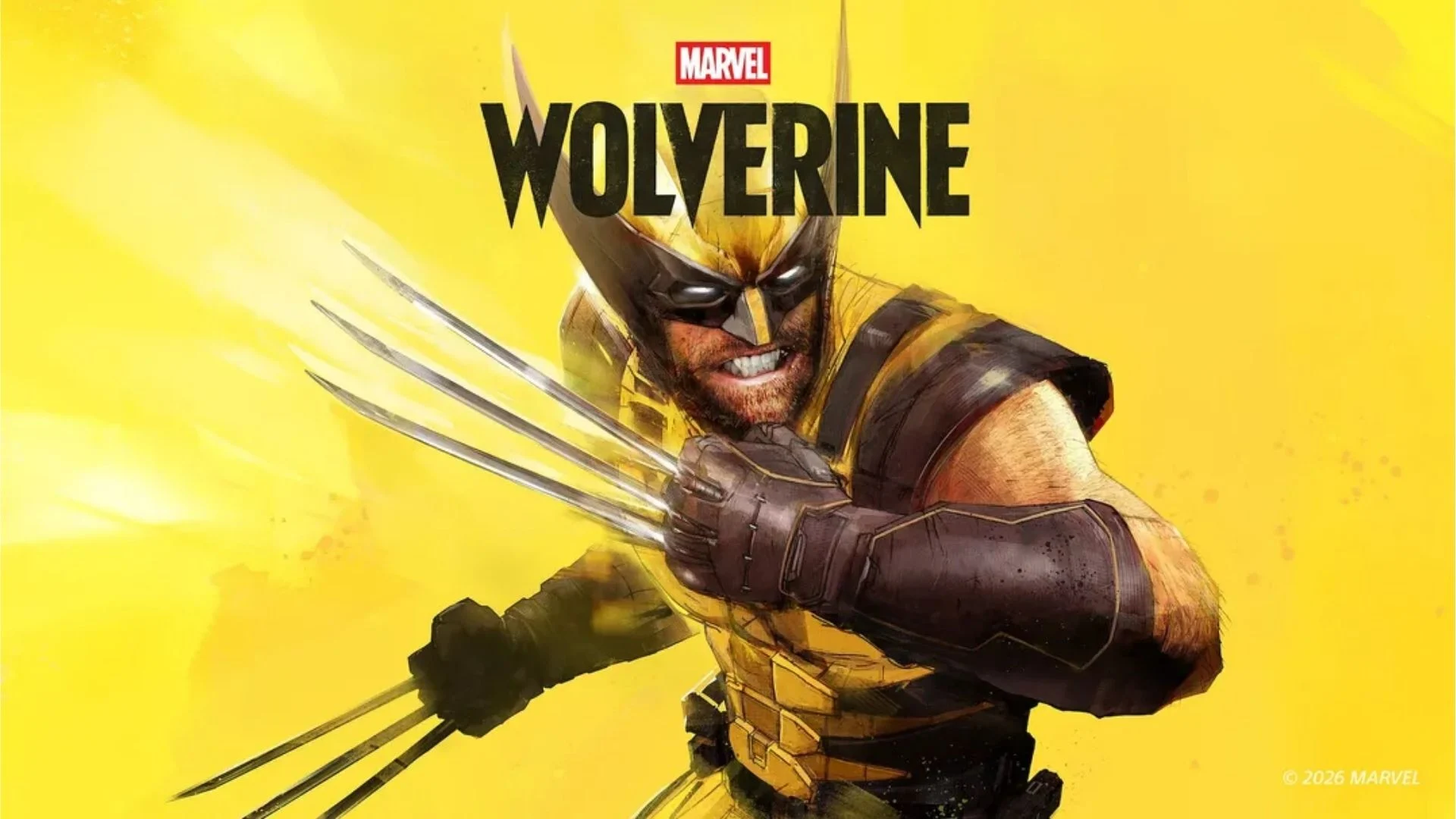 Wolverine in yellow and black armor extending his claws against a yellow background