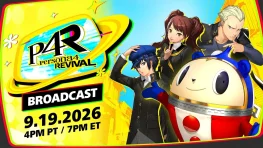 Persona 4 Revival Broadcast artwork featuring the protagonist, Rise, Kanji, and Teddie.