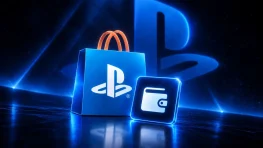 PlayStation shopping bag and wallet icons in front of the PlayStation logo