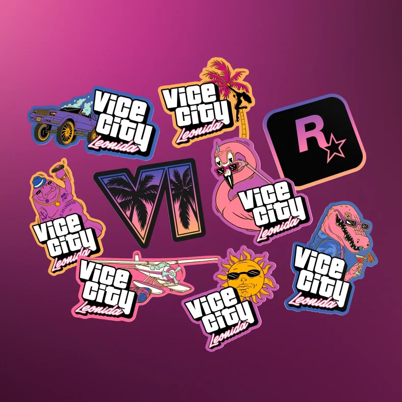 GTA VI Vice City Collection Costs $399.99, Game Sold Separately 11 Leonida Keys sticker pack in a stash bag