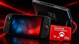 Nintendo Switch 2 microSD Express Guide: Storage, Compatibility, and Size Explained 3 Nintendo Switch 2 console beside a 256GB microSD Express card