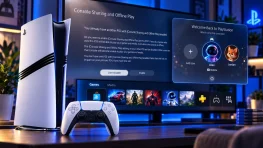 PS5 Game Sharing Guide: Console Sharing and Offline Play Explained 2 A PS5 console and DualSense controller in front of the Console Sharing and Offline Play settings screen.