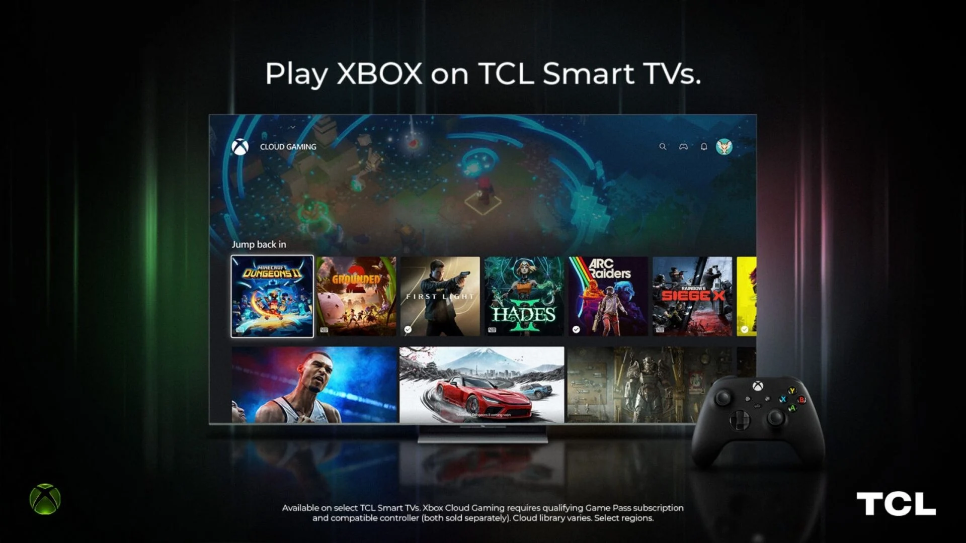 Xbox App Is Coming to Select TCL Smart TVs 1 Xbox and TCL partnership graphic for cloud gaming on smart TVs
