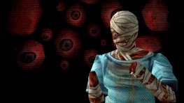 A bandaged Mouthwashing character against a dark red background