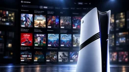 PS5 console in front of the unofficial OverDrive game storefront interface