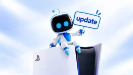PS5 Update 26.06-14.10.00 Improves Security and Stability 2 Astro Bot holding an update sign above a PlayStation 5 console