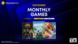 PlayStation Plus November 2026 monthly games lineup featuring Tomb Raider IV-VI Remastered, Dead Island 2, and Monster Train 2