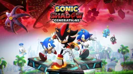 Sonic and Shadow running beneath the Sonic X Shadow Generations logo