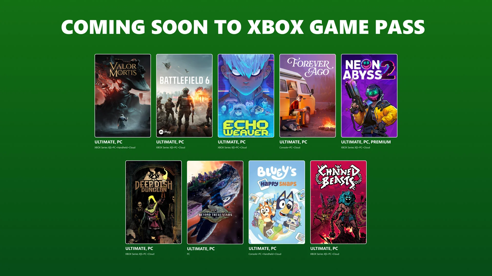 Xbox Game Pass Adds Battlefield 6 and Seven Day-One Games in October 1 Xbox Game Pass October 2026 lineup artwork featuring Battlefield 6 and other additions