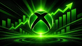 Xbox logo surrounded by green financial growth graphics