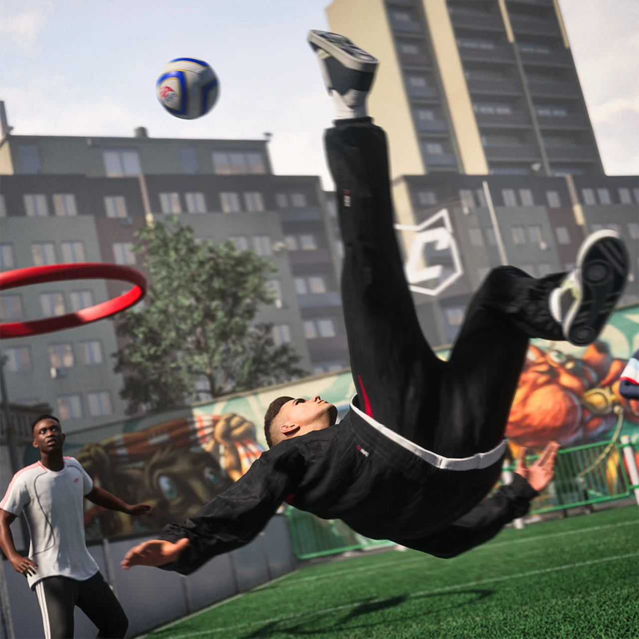 EA SPORTS FC 27 player performing an acrobatic kick in The Grounds