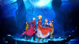 Fate/EXTRA Record characters stand beneath the Moon Cell in SE.RA.PH