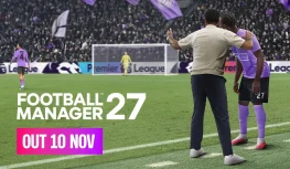 Football Manager 27 launch artwork showing a manager overlooking a stadium