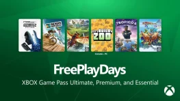 Xbox Free Play Days artwork showing Dying Light 2, Riders Republic, Monster Hunter Stories, Let’s Build a Zoo, Tropico 6, and Monster Hunter Stories 2
