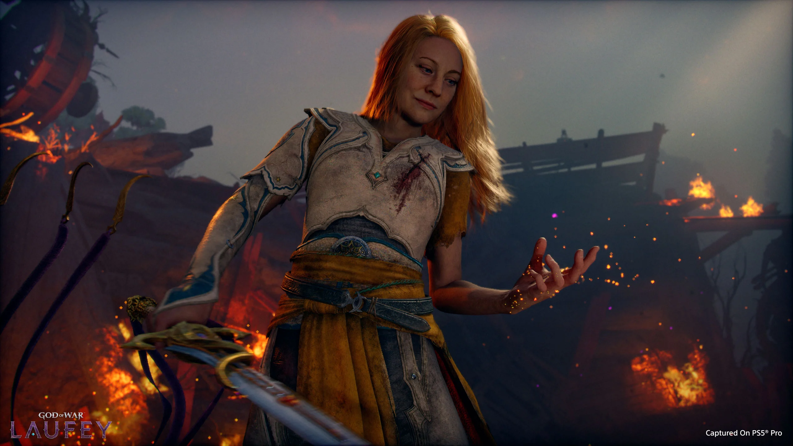 God of War Laufey Complete FAQ: Release Date, Price, Editions, Preorder Bonuses & More 1 Faye holds her sword amid the burning ruins of the Everywhen in God of War Laufey