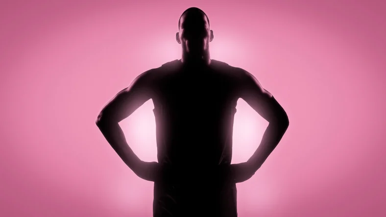 A Miami HEAT player shown in silhouette against a pink background for the Vice City uniform reveal