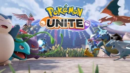 Pokémon UNITE logo above playable Pokémon facing each other in an arena