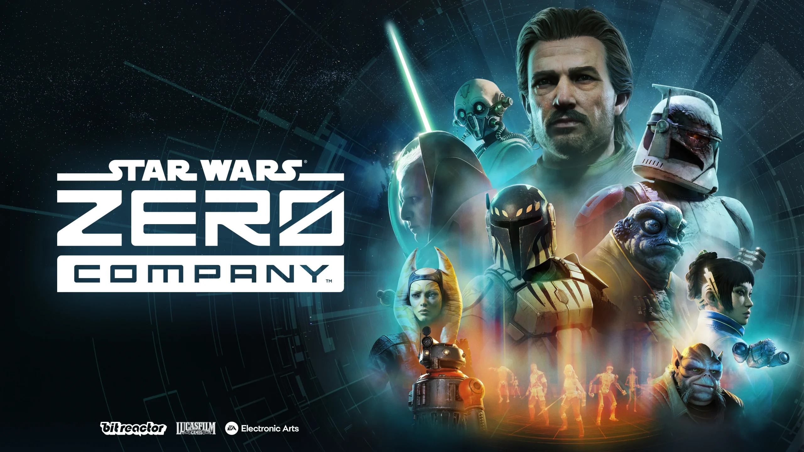 Bit Reactor Begins Bringing Furloughed Star Wars: Zero Company Developers Back 1 The Star Wars: Zero Company logo beside the game’s cast in official Electronic Arts key art