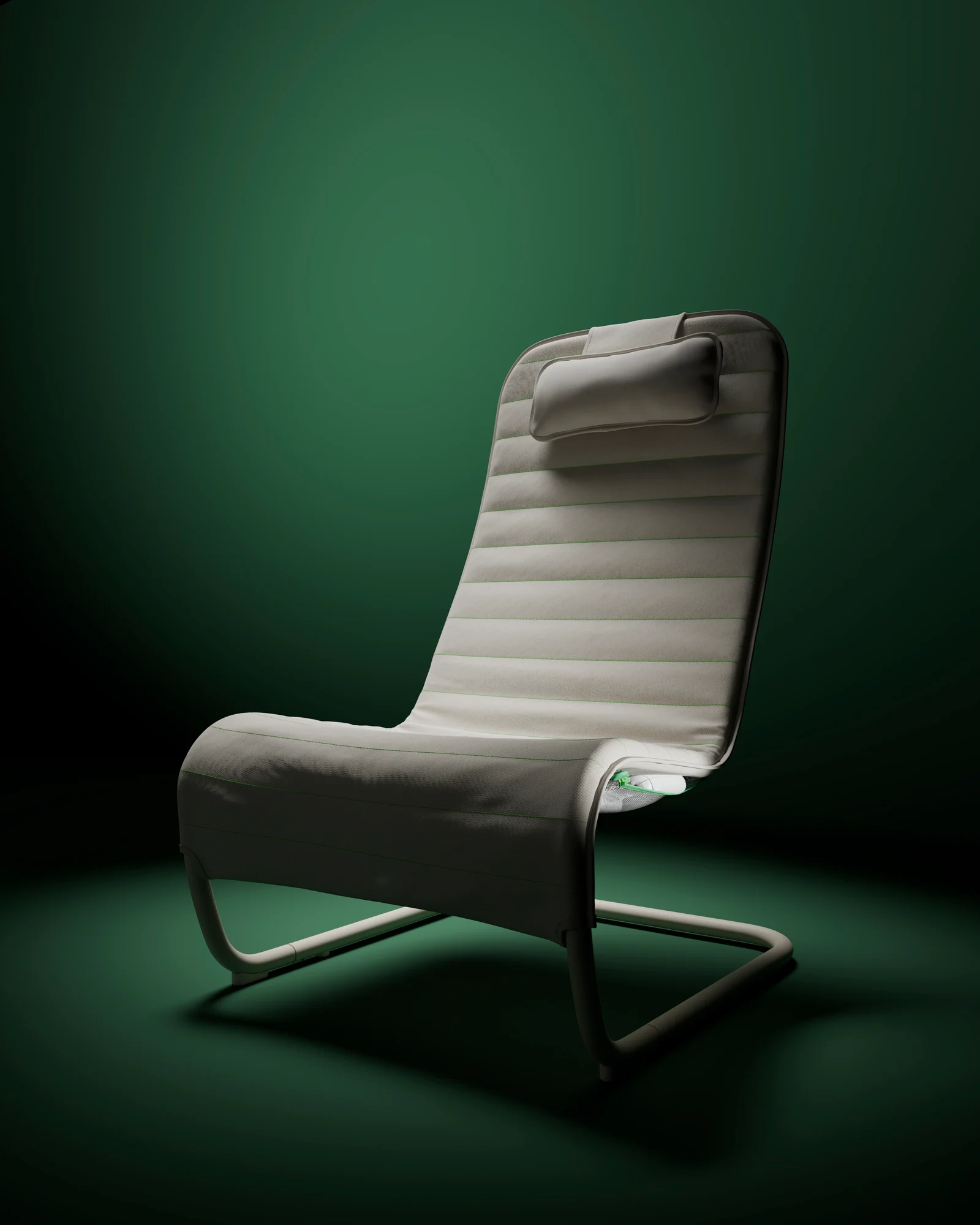 Light gray YXSTABY gaming lounge chair with a headrest and tubular metal frame.